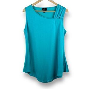 Marble Sleeveless Teal Blue Blouse Size M